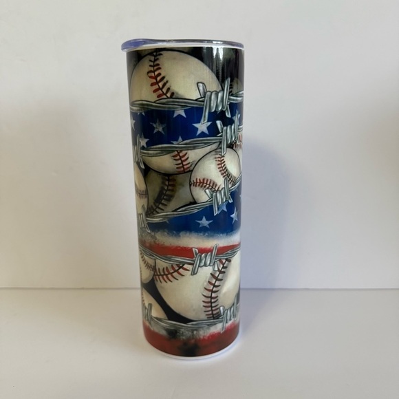 Patriotic Baseball 20oz Skinny Tumbler - Picture 3 of 4